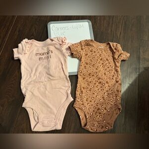 Carter's Pink and Tan Baby Bodysuit Set